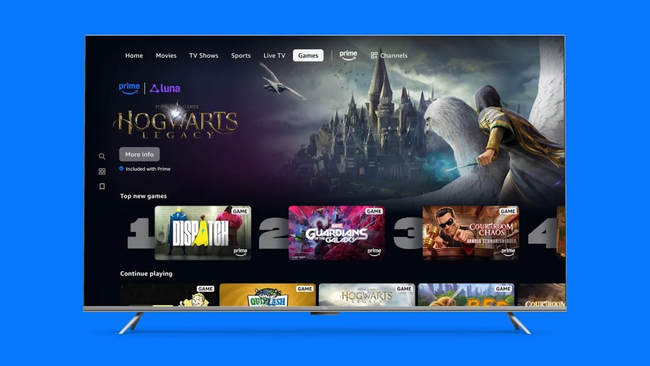 Amazon Luna: pestaña Juegos dentro de Prime Video en un televisor Fire TV